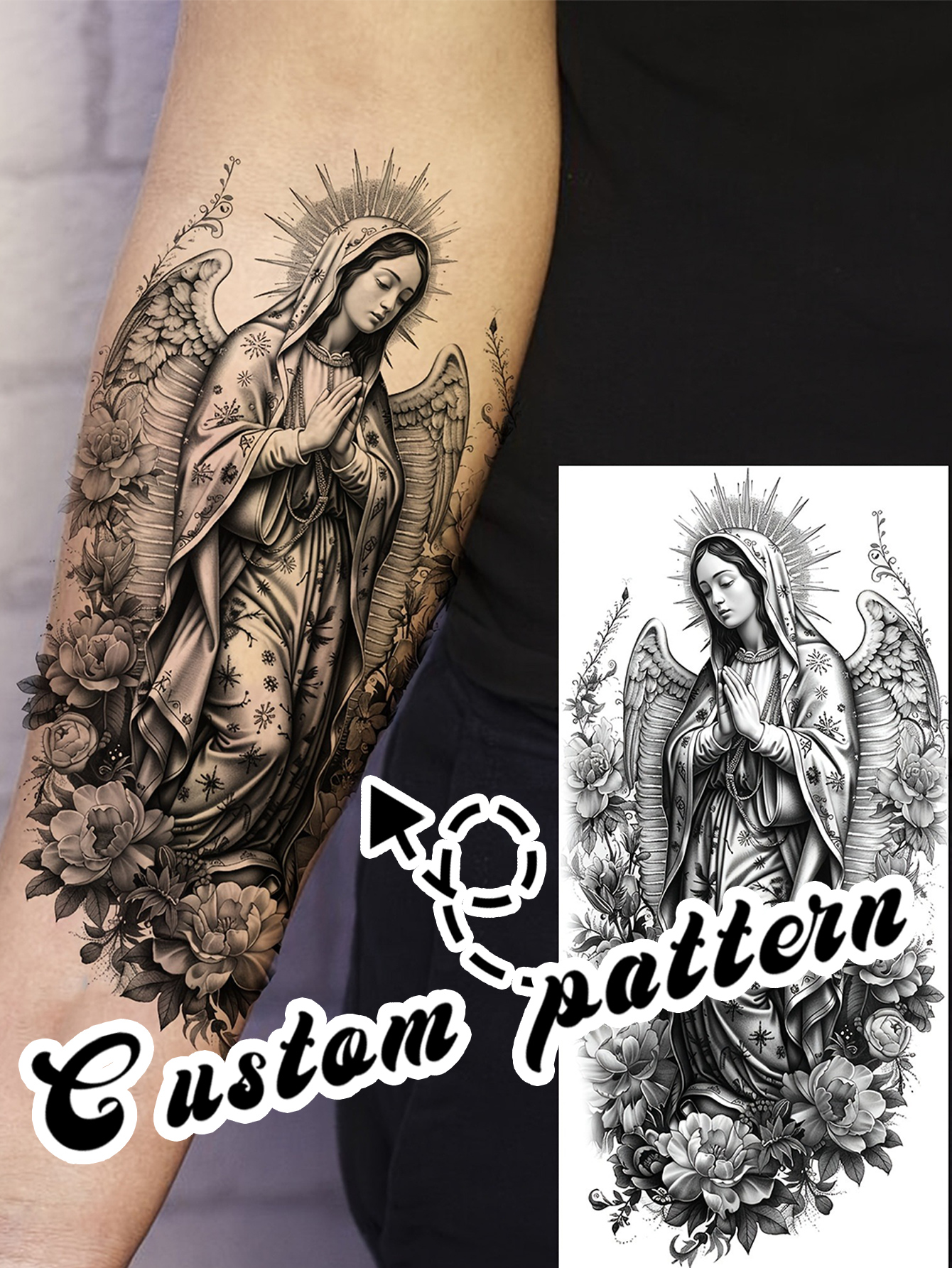 Virgin Mary Temporary Tattoo Sticker
